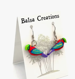 Women of the Cloud Forest Scarlet Macaw Balsa Earrings