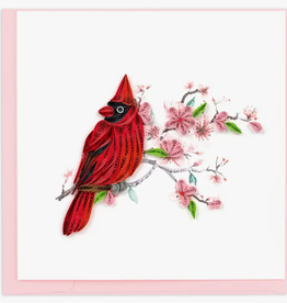 Quilling Card Quilled  Cardinal & Cherry Blossom Greeting Card