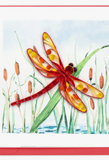 Quilling Card Quilled Red Dragonfly & Cattails Greeting Card