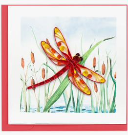 Quilling Card Quilled Red Dragonfly & Cattails Greeting Card