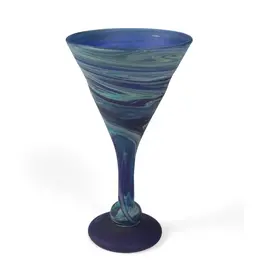 Ten Thousand Villages Phoenician Blue Cocktail Glass