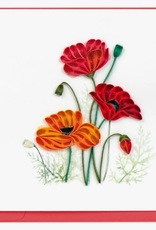 Quilling Card Quilled Red & Orange Poppies Greeting Card