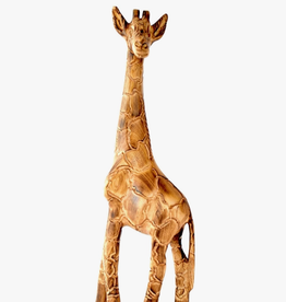 Swahili African Modern Kenyan Jacaranda Wood Giraffe Sculpture