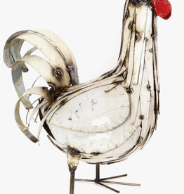 Swahili African Modern Recycled Metal Regal Rooster Sculpture