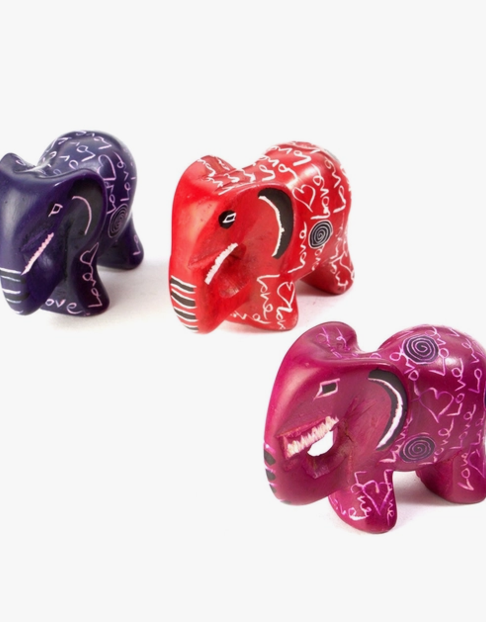 Global Crafts Love Miniature  Elephants - Kisii Stone 2"