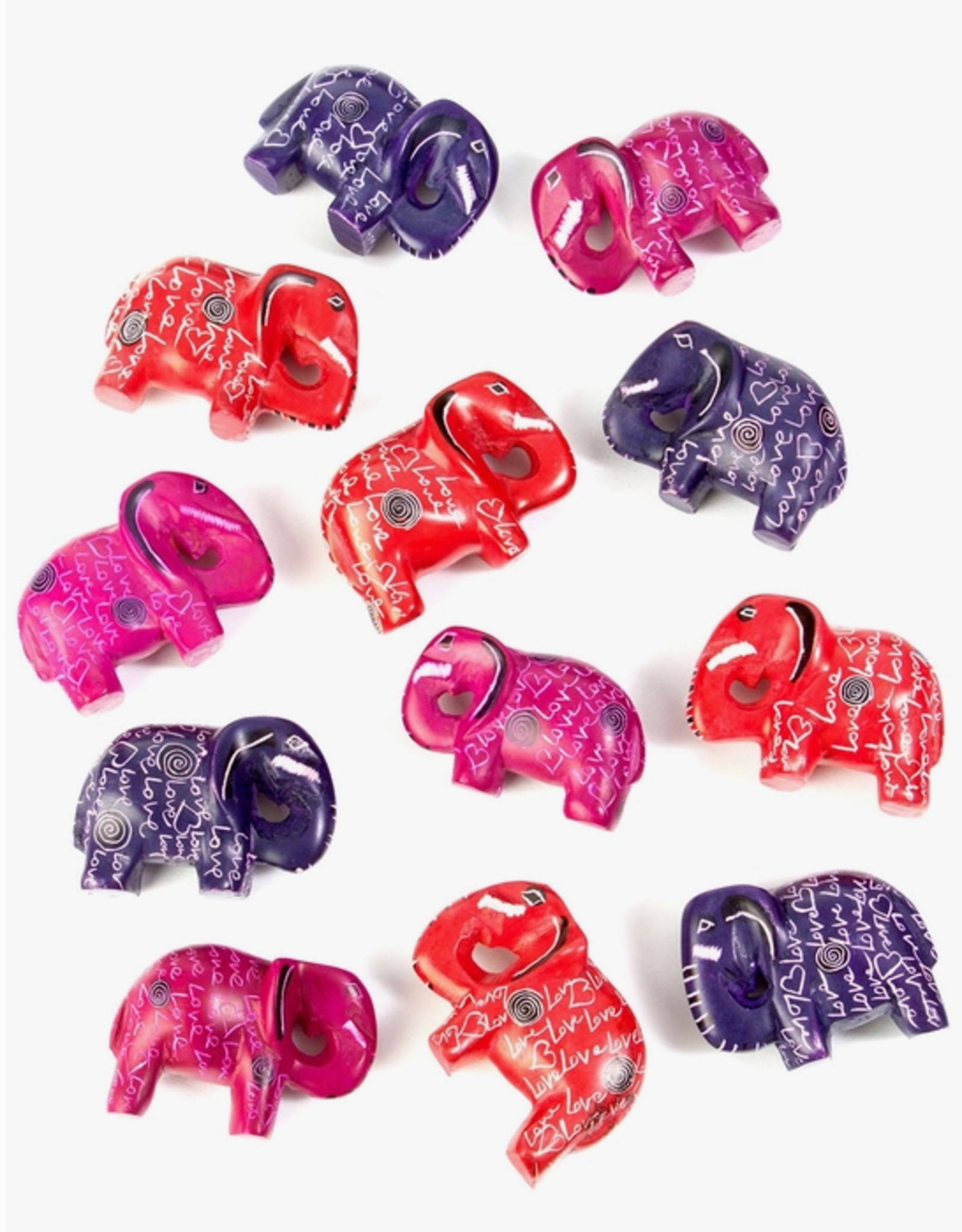 Global Crafts Love Miniature  Elephants - Kisii Stone 2"