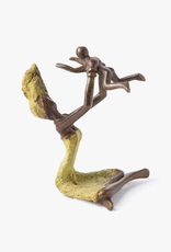 Swahili African Modern Bronze Playtime Mother & Child Sculpture