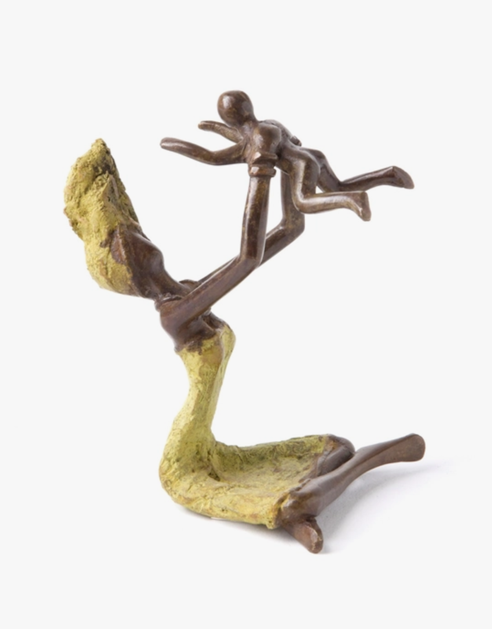 Swahili African Modern Bronze Playtime Mother & Child Sculpture