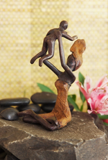 Swahili African Modern Bronze Playtime Mother & Child Sculpture