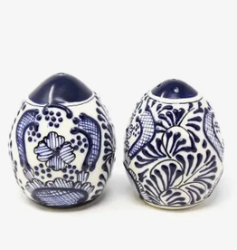 Global Crafts Encantada Salt and Pepper Shakers, Blue Flower