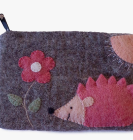 Global Crafts Hedgehog Felt Zipper Pouch