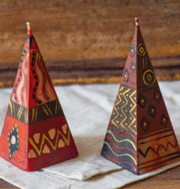 Global Crafts Bongazi Design Pyramid Candles - Set of 2