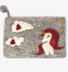 Global Crafts Unicorn Felt Zipper Pouch