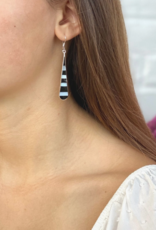 Global Crafts Taxco Silver Black Onyz & Abalone Zebra Teardrop Earrings