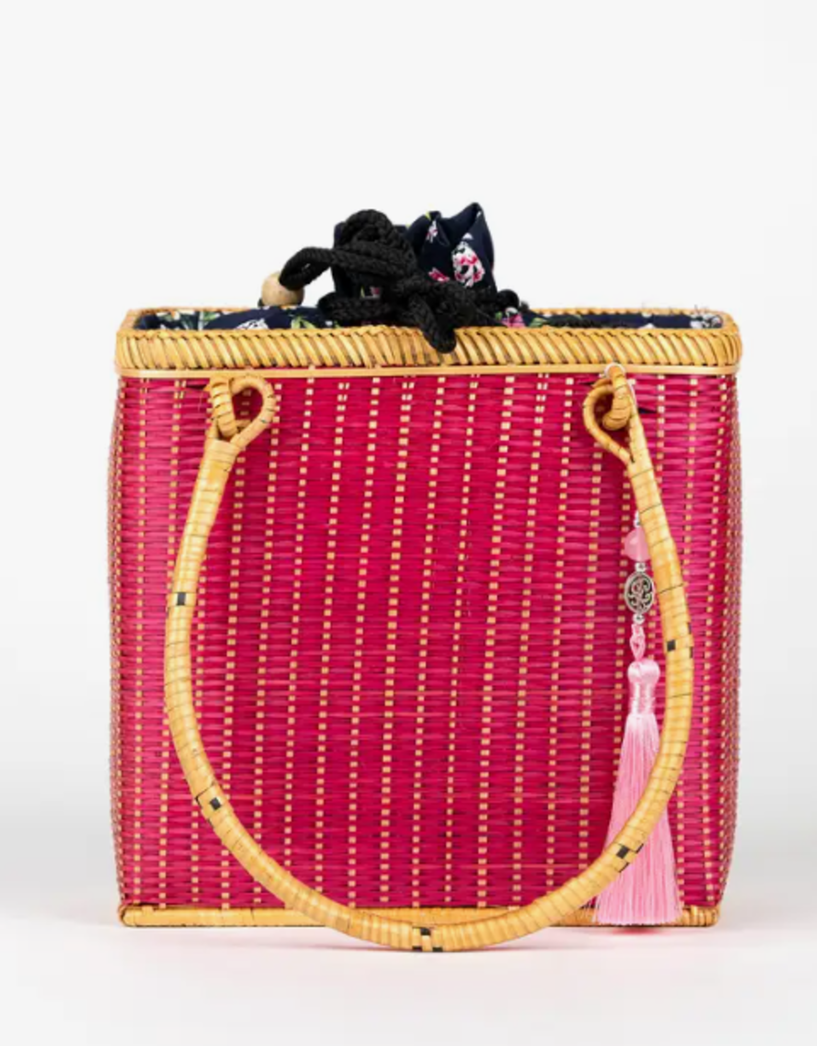 Quilling Card Totally Totes Hand-woven Bamboo Bag - Pink