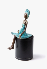 Swahili African Modern Bronze Expectant Mother Sculpture