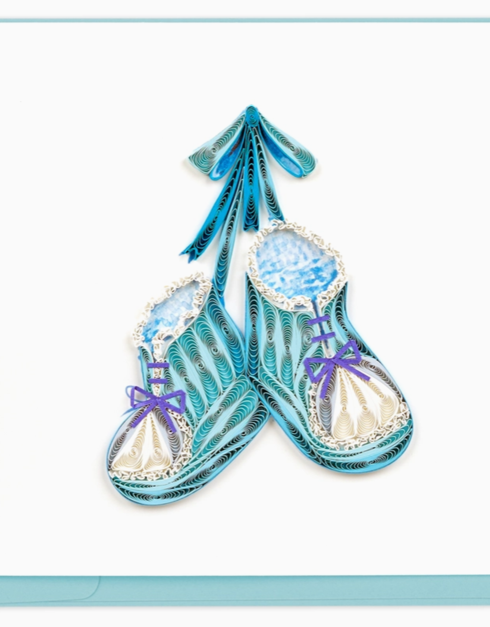 Quilling Card Quilled Knitted Blue Baby Booties Card
