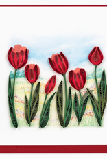 Quilling Card Quilled Red Tulip Field Card