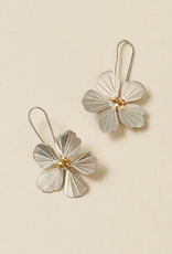 Matr Boomie Sayuri Flower Silver Drop Earrings
