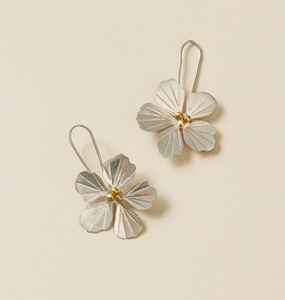 Matr Boomie Sayuri Flower Silver Drop Earrings