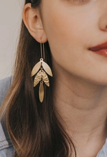 Matr Boomie Chameli Leaf Gold Chandelier Dangle Earrings