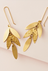 Matr Boomie Chameli Leaf Gold Chandelier Dangle Earrings