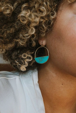 Matr Boomie Sandhya Reconstituted Stone Hoop Drop Earrings - Turquoise