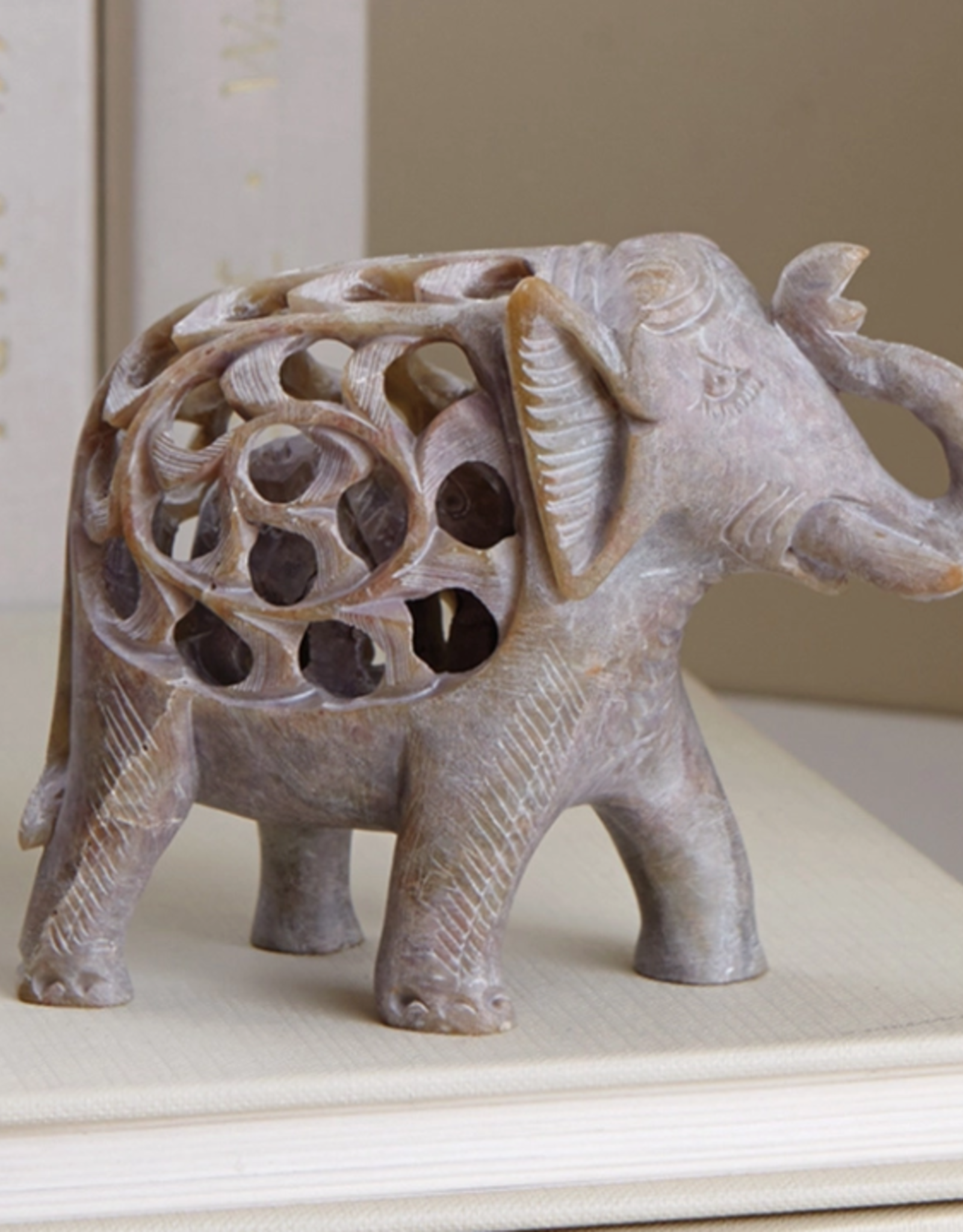 Serrv Double-Carved Gorara Elephant