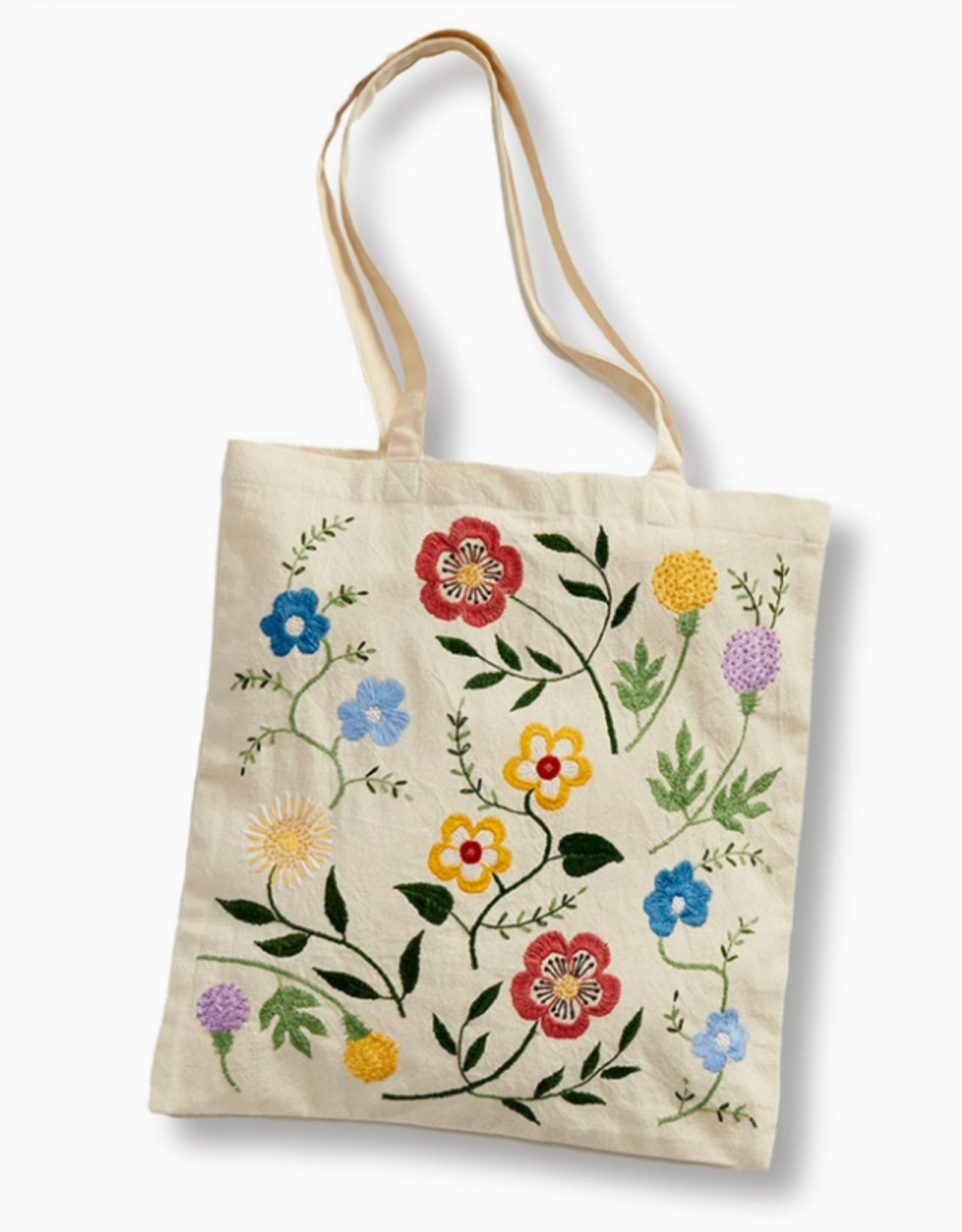 Serrv Wildflower Embroidered Tote Bag
