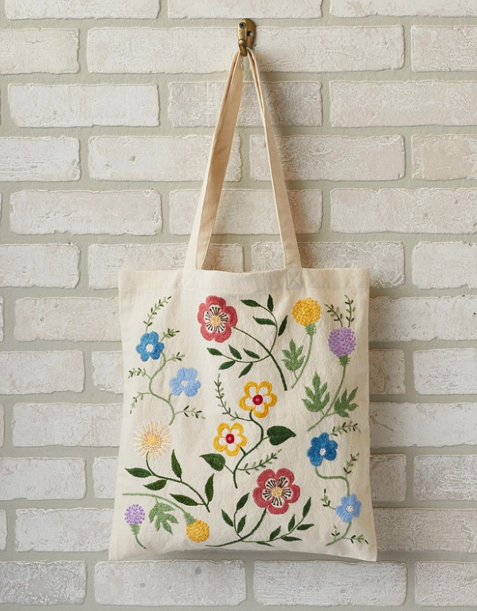 Serrv Wildflower Embroidered Tote Bag