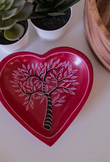 Global Crafts Soapstone Heart Trinket Bowl - Medium Red Acacia Tree