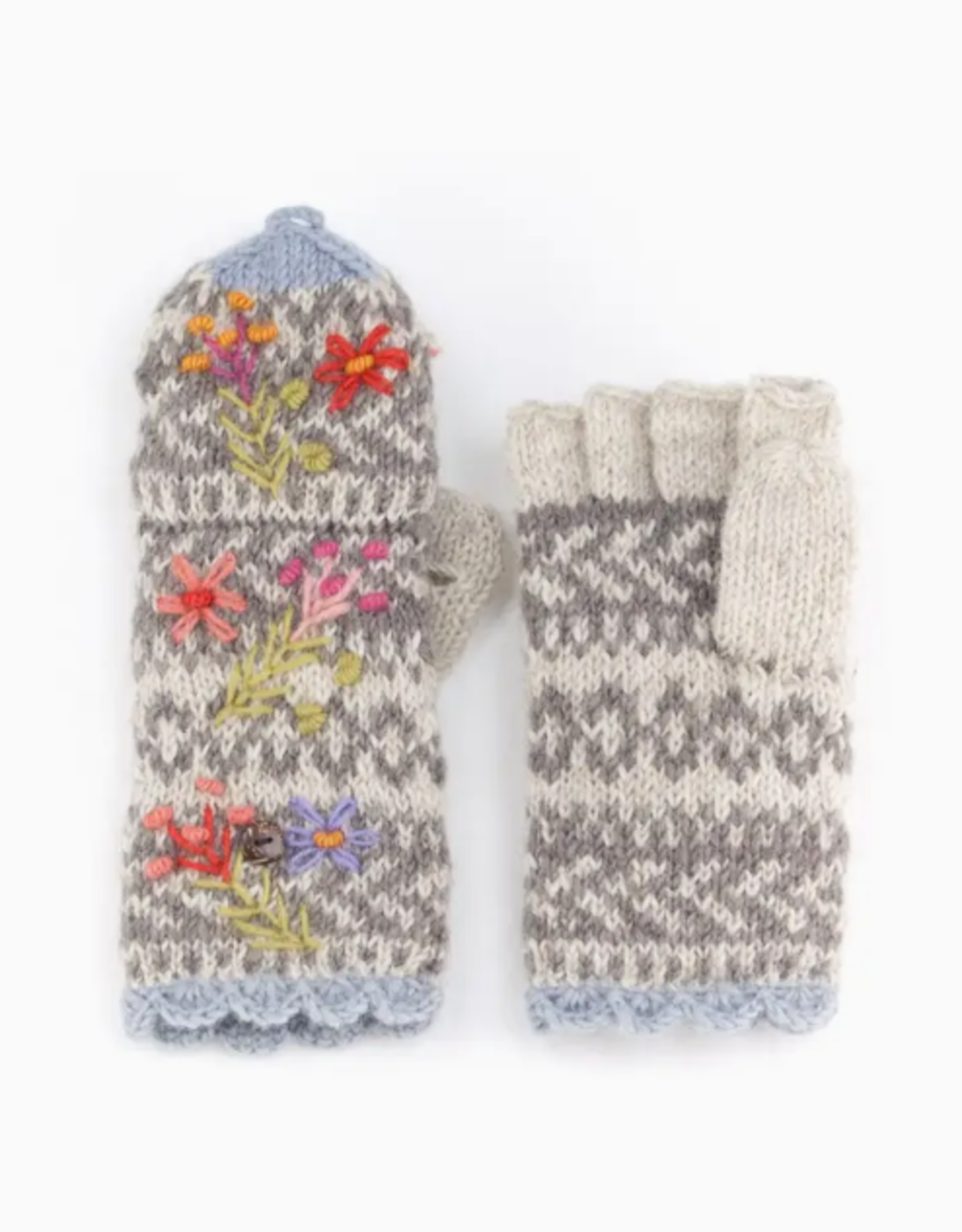 Lost Horizons Sadie Wool Finger Mittens - Light Gray