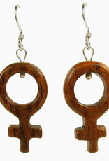 Upavim Crafts Wood Female Symbol Earrings