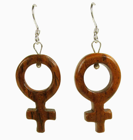 Upavim Crafts Wood Female Symbol Earrings