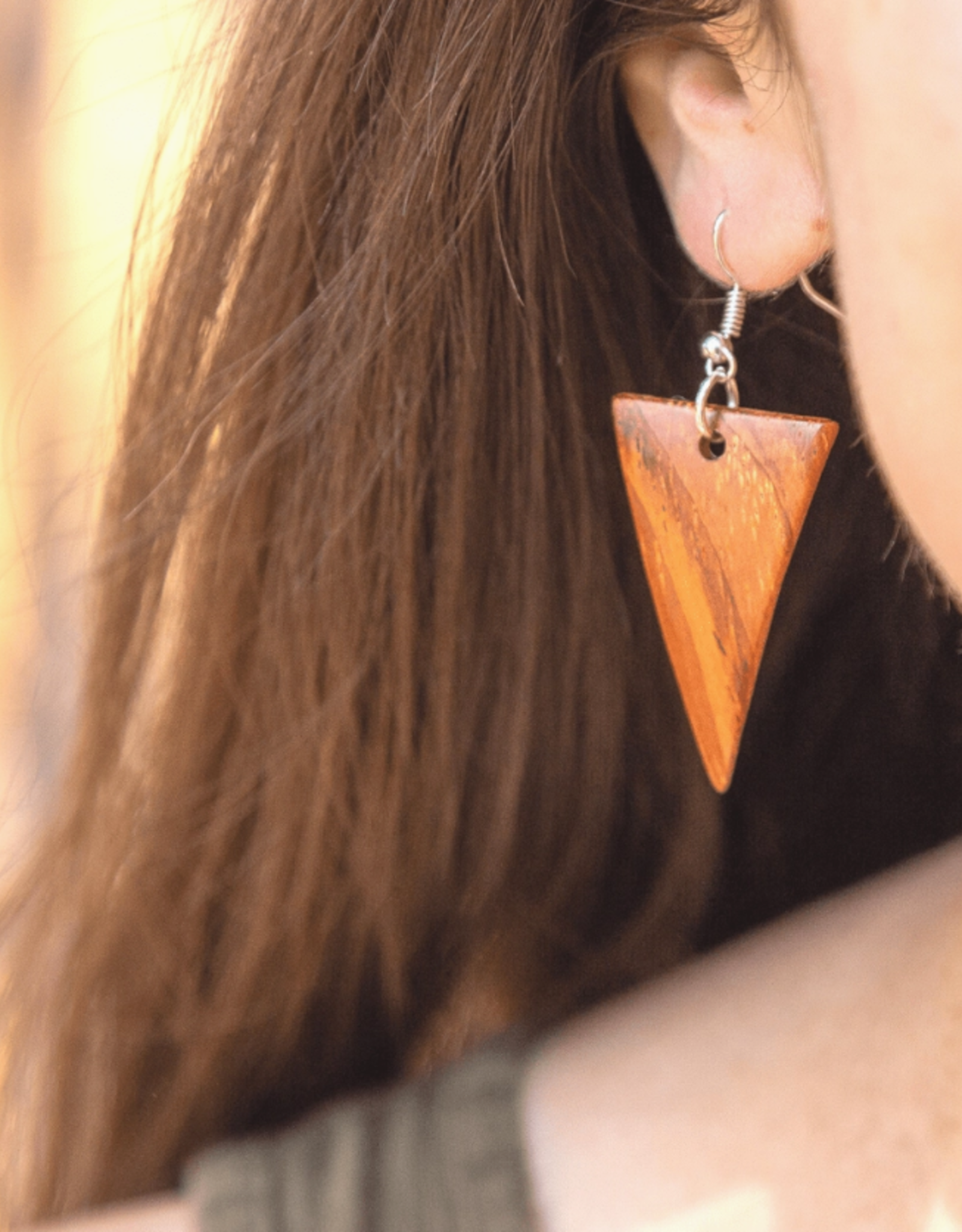 Upavim Crafts Wood Triangle Earrings