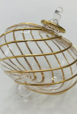 Dandarah Blown Glass Ornament - Gold Swirl Toupie