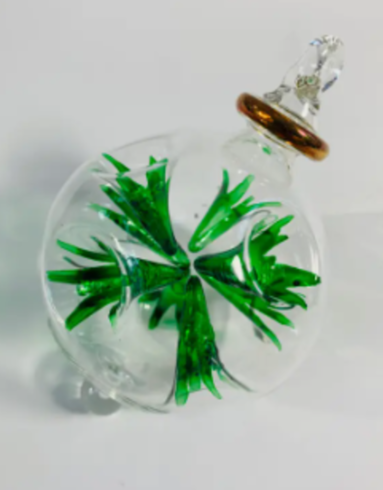 Dandarah Small Blown Glass Ornament - Green Blossoms