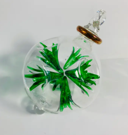 Dandarah Small Blown Glass Ornament - Green Blossoms