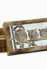 Hopes Unlimited Three Wise Owl Whitewashed Wood Box