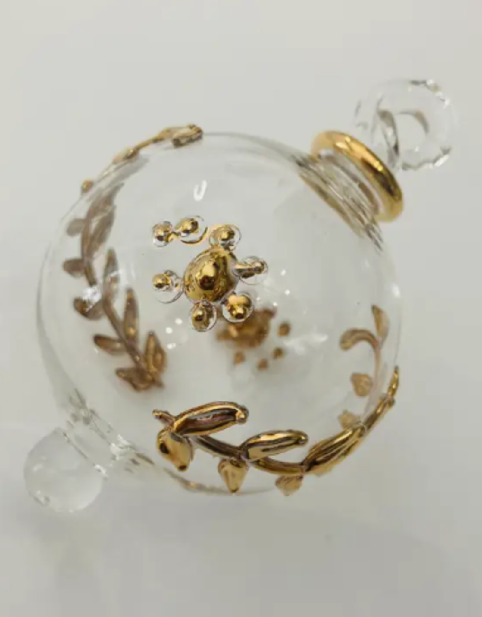 Dandarah Small Blown Glass Ornament - Gold Flower Leaves