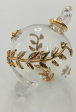 Dandarah Small Blown Glass Ornament - Gold Flower Leaves
