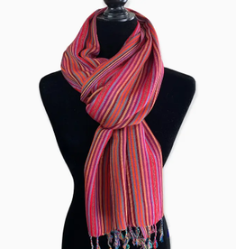 Dandarah Thin Striped Handwoven Scarf - Shades of Red