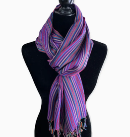 Dandarah Thin Striped Handwoven Scarf - Shades of Lavender
