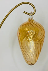 Dandarah Blown Glass Egg Ornament - Wavy Yellow