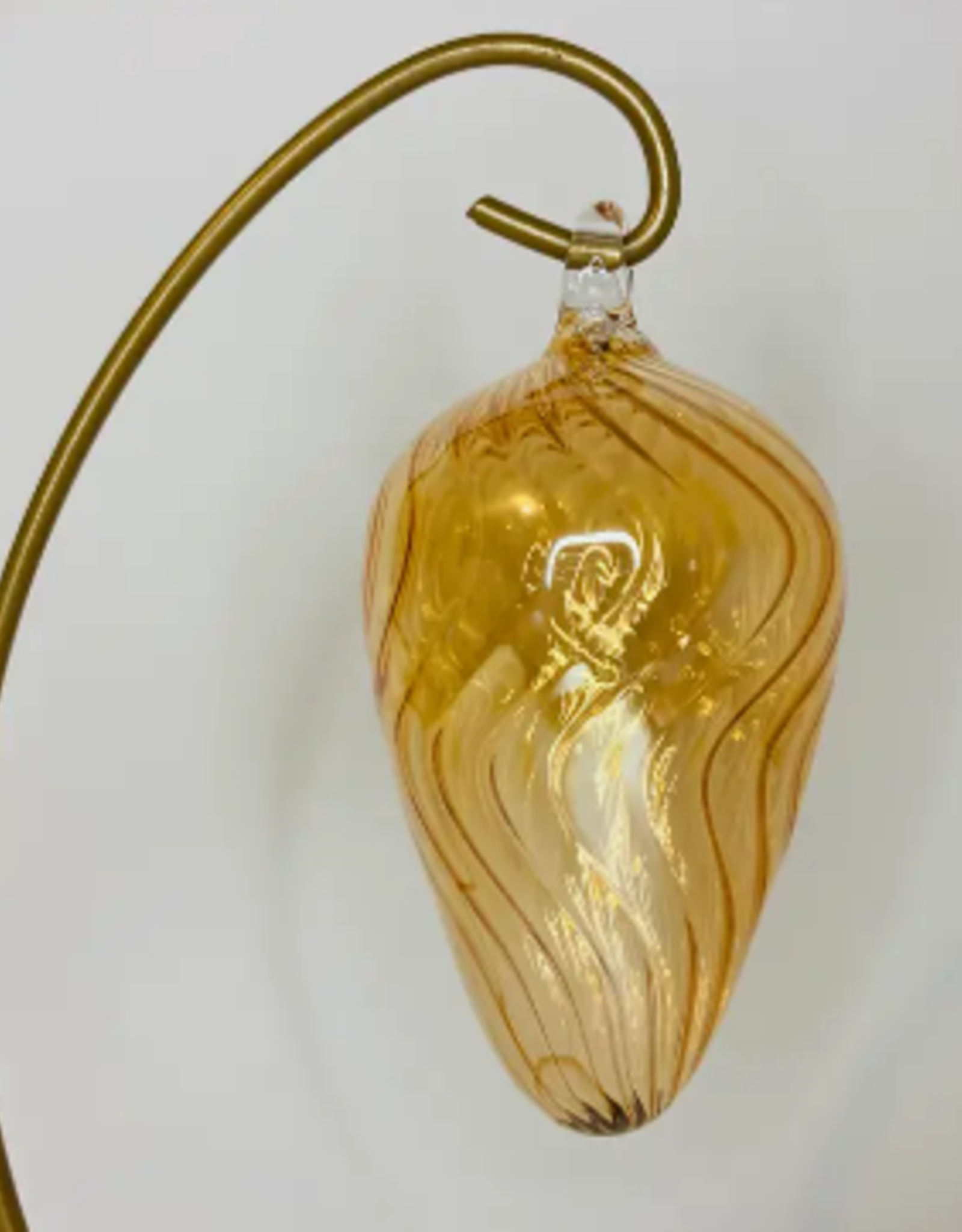 Dandarah Blown Glass Egg Ornament - Wavy Yellow
