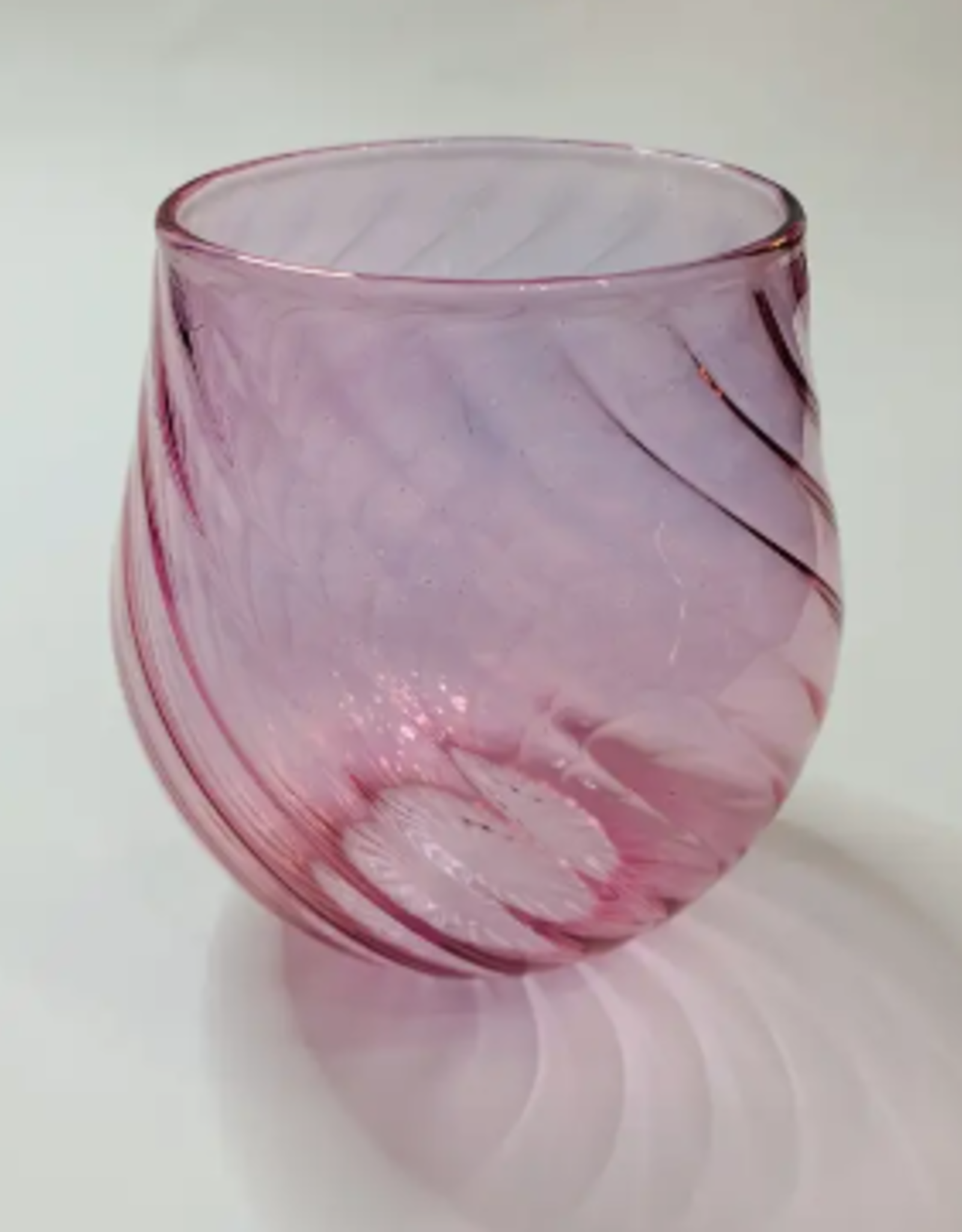 Dandarah Blown Glass Stemless Glass - Iridescent Tulip Shaped - Pink