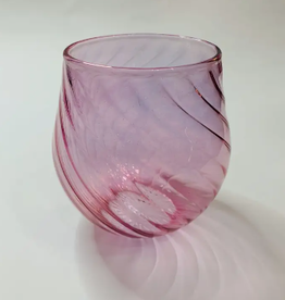 Dandarah Blown Glass Stemless Glass - Iridescent Tulip Shaped - Pink
