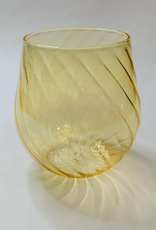 Dandarah Blown Glass Stemless Glass - Iridescent Tulip Shaped - Yellow