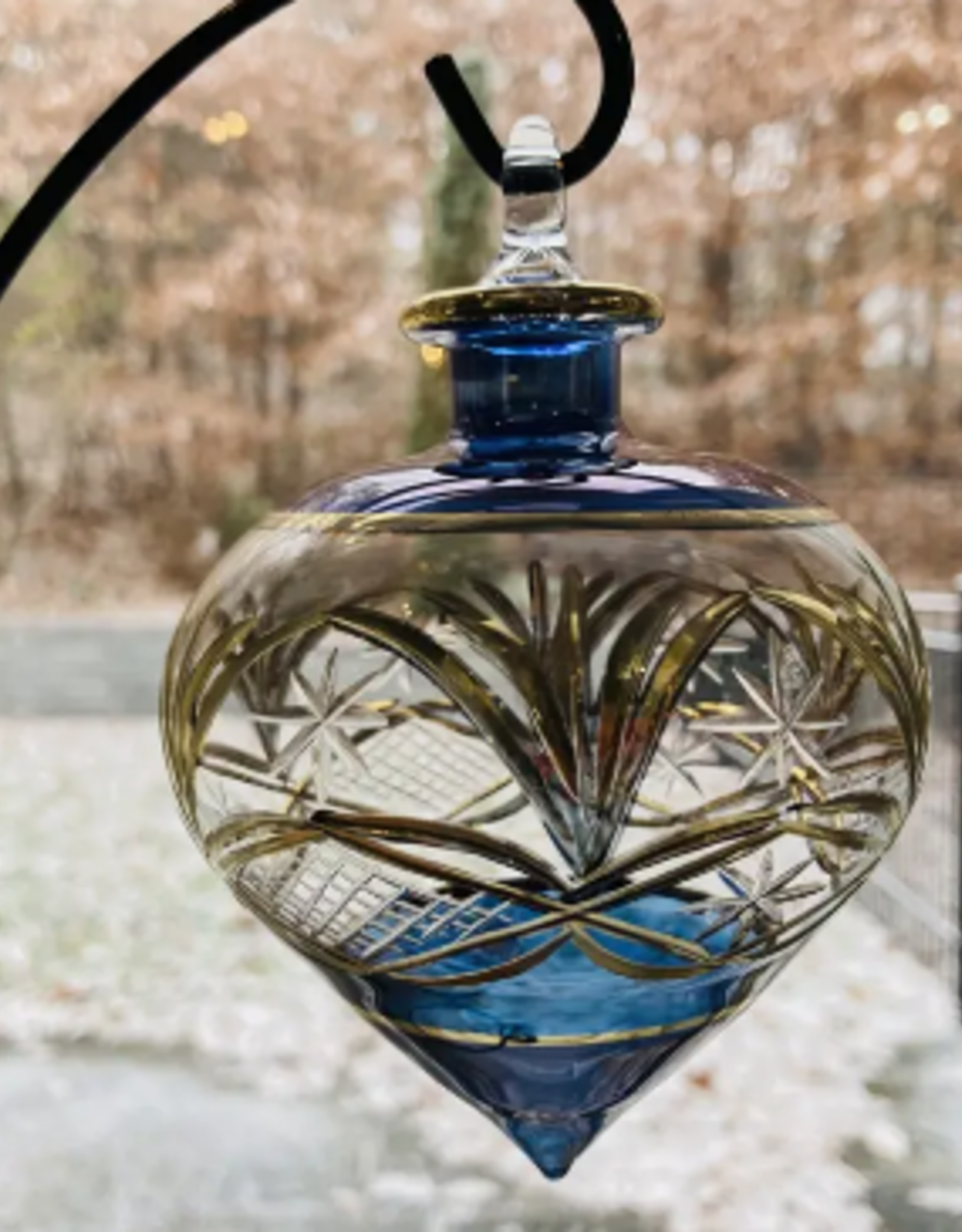 Dandarah Blown Glass Ornament - Drop Blue