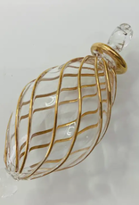 Dandarah Small Blown Glass Ornament - Gold Swirl Oval